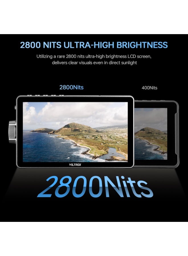 Viltrox DC-A1 7-Inch Camera Monitor – 2800 Nits Ultra-Bright IPS Touchscreen, 4K HDMI 60Hz In/Out, 3D LUT & Waveform, 170° Wide View, For DSLR & Mirrorless Cameras - Image 3