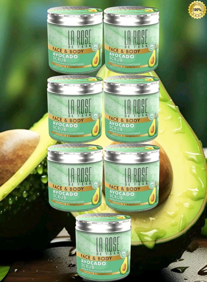 La Rose 7 Pieces De Faan Face And Body Avocado Scrub Whitening And Smoothing 500ml - Image 1