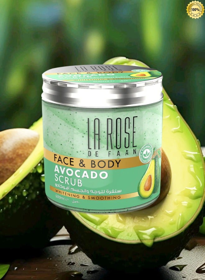 La Rose 7 Pieces De Faan Face And Body Avocado Scrub Whitening And Smoothing 500ml - Image 2