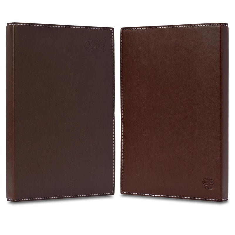 FIS 2026 A5 Diary, 148x210mm, Soft Jacket Italian PU Cover with Sewing, 1 Day Page Format, 384 Pages, Arabic/English, 70gsm Italian Ivory Paper, Dark Brown Cover - FSDI17AE26DBR - Image 2