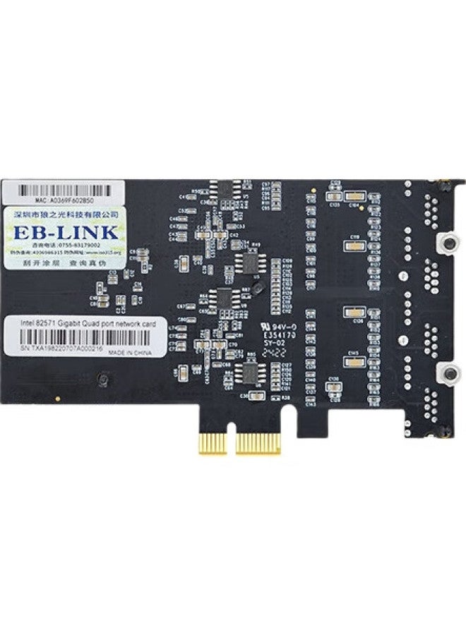 Eb-Link Intel 82571 Chip, Pci-E X1 Gigabit Four-Port Server Network Card, 82571-T4 Electrical Port, Expi9404Pt Machine Vision Industrial Camera - Image 1