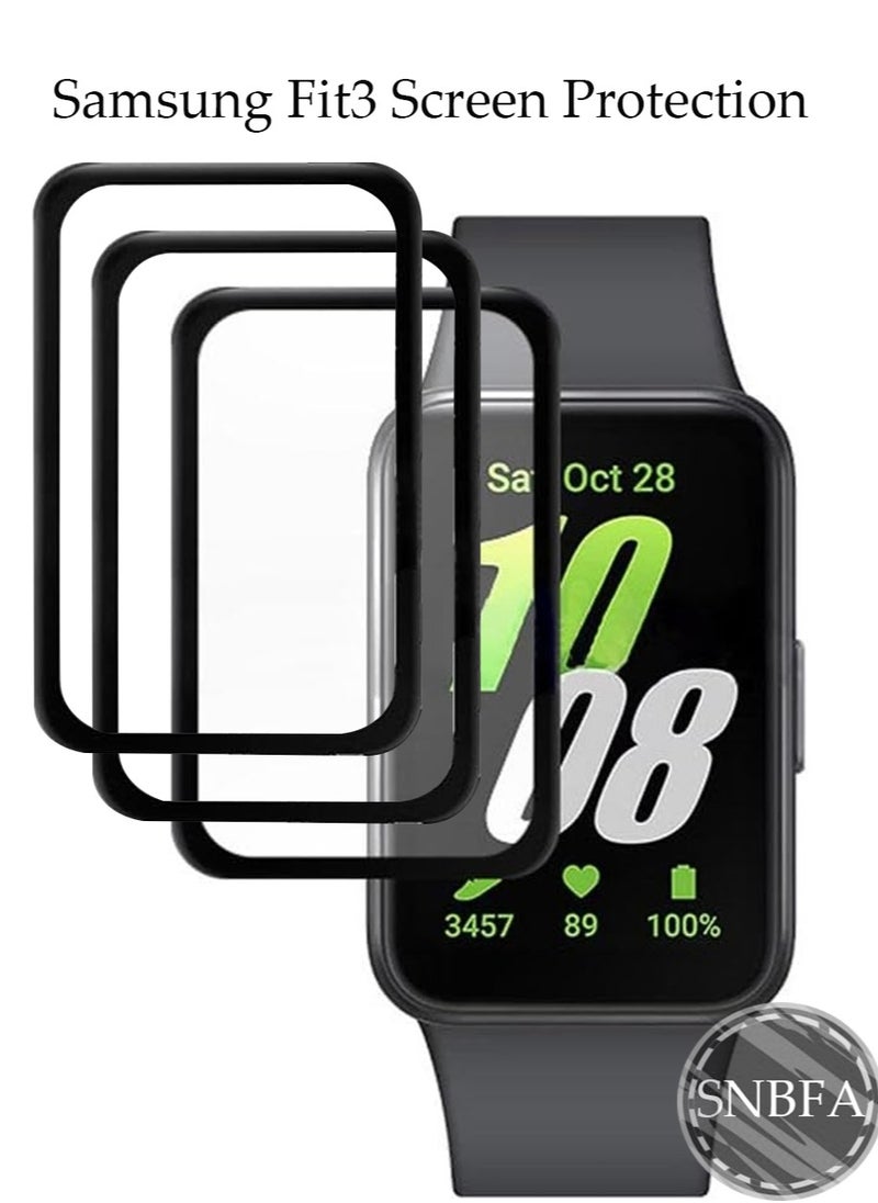 SNBFA - 3 PCS Watch Screen Protector for Samsung Galaxy Fit 3, Tempered Glass Ultra Thin HD Full Coverage Anti-Scratch - Image 1