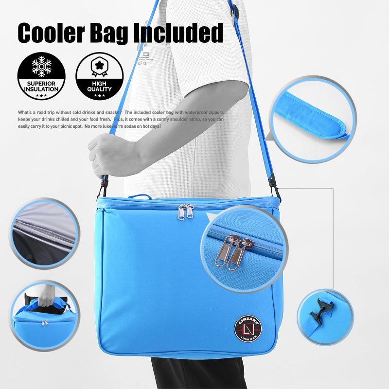 LI LIBZAKI LIBZAKI Oversize 4 in 1 Car Trunk Storage Organizer, Multi Compartment Collapsible Trunk Storage Box with Cooler Bag for Car Truck SUV-Light Blue - Image 5