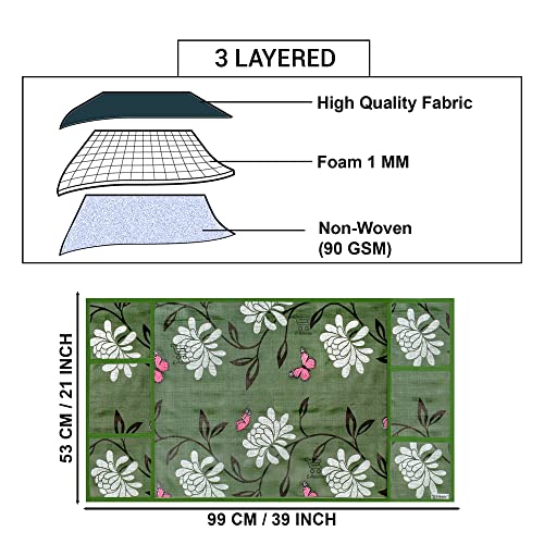 E-Retailer® PVC Waterproof 3-Layered Fridge Top Cover/Refrigerator Cover With 6 Utility Pockets (Color-Green, Size-39x21 Inches) - Image 3
