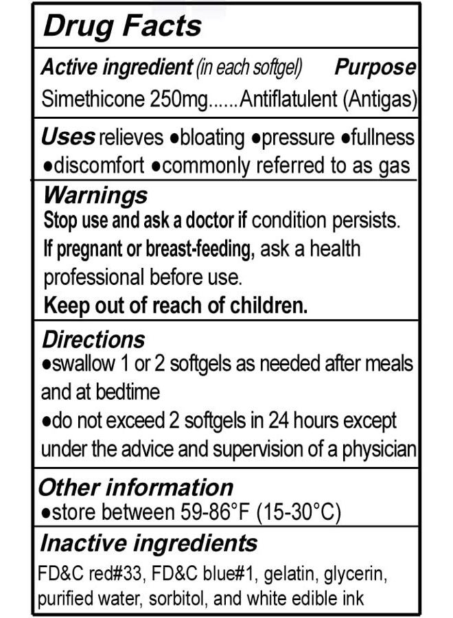 RXZELL "Gas Relief, Maximum Strength Simethicone 250Mg, 120 Softgels - Anti Flatulence Relieves Fast Gas, Helps Swelling, Upset Stomach, Fullness And Pressure Relief Pills - Image 5