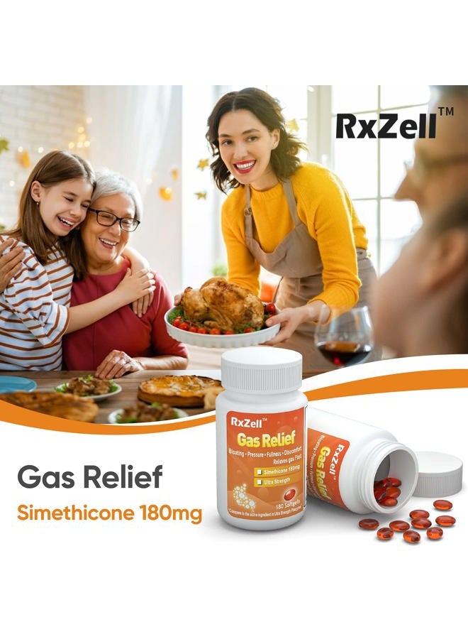 RXZELL "Gas Relief, Maximum Strength Simethicone 250Mg, 120 Softgels - Anti Flatulence Relieves Fast Gas, Helps Swelling, Upset Stomach, Fullness And Pressure Relief Pills - Image 3