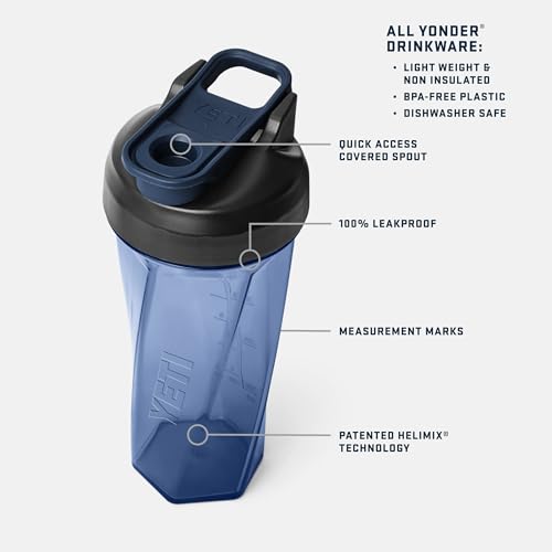 YETI Yonder Helimix Vortex Blender Shaker Bottle Holds up to 27oz | No Blending Ball or Whisk | USA Made | Portable Pre Workout Whey Protein Drink Shaker Cup | Dishwasher Safe, Charcoal - Image 2