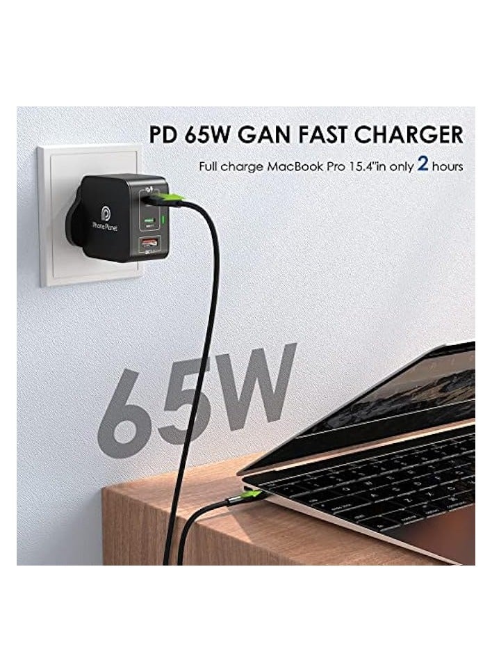 Phone Planet Super Fast Power Adapter Charger, 3-Port USB C Wall Travel Charger Compatible for MacBook Pro/Air,iPad Pro,iPhone 14 Pro Max,Galaxy S23 Ultra/Fold 4,Pixel 7,HP,Steam Deck,Dell XPS 13 - Image 2