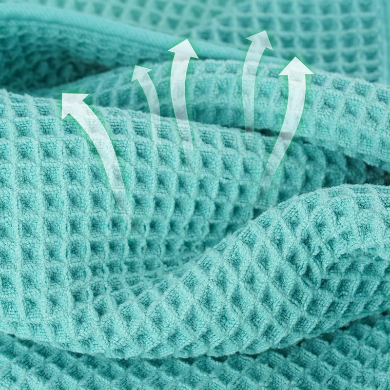 MICROFI New Microfiber Waffle Bath Towels, 2 Pieces, Oversized, Soft, Absorbent, Fast Drying, Lint Free (Turquoise) - Image 2