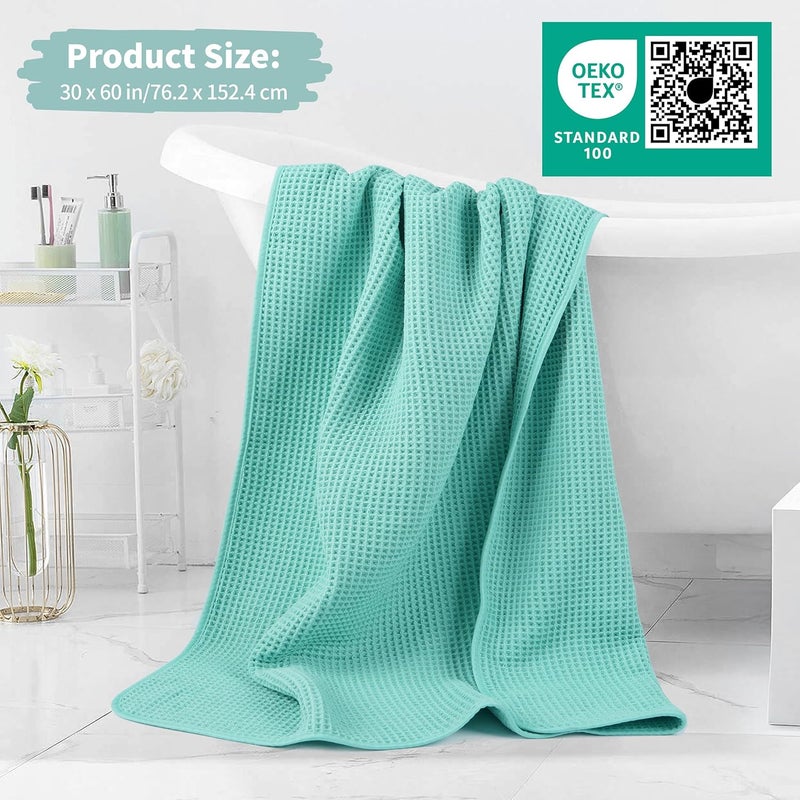 MICROFI New Microfiber Waffle Bath Towels, 2 Pieces, Oversized, Soft, Absorbent, Fast Drying, Lint Free (Turquoise) - Image 5