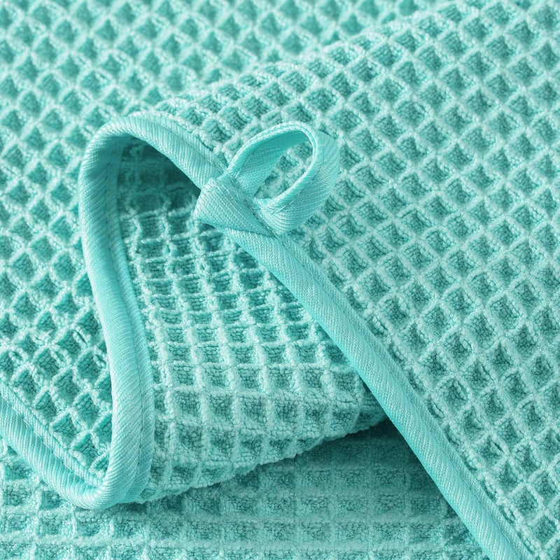 MICROFI New Microfiber Waffle Bath Towels, 2 Pieces, Oversized, Soft, Absorbent, Fast Drying, Lint Free (Turquoise) - Image 3