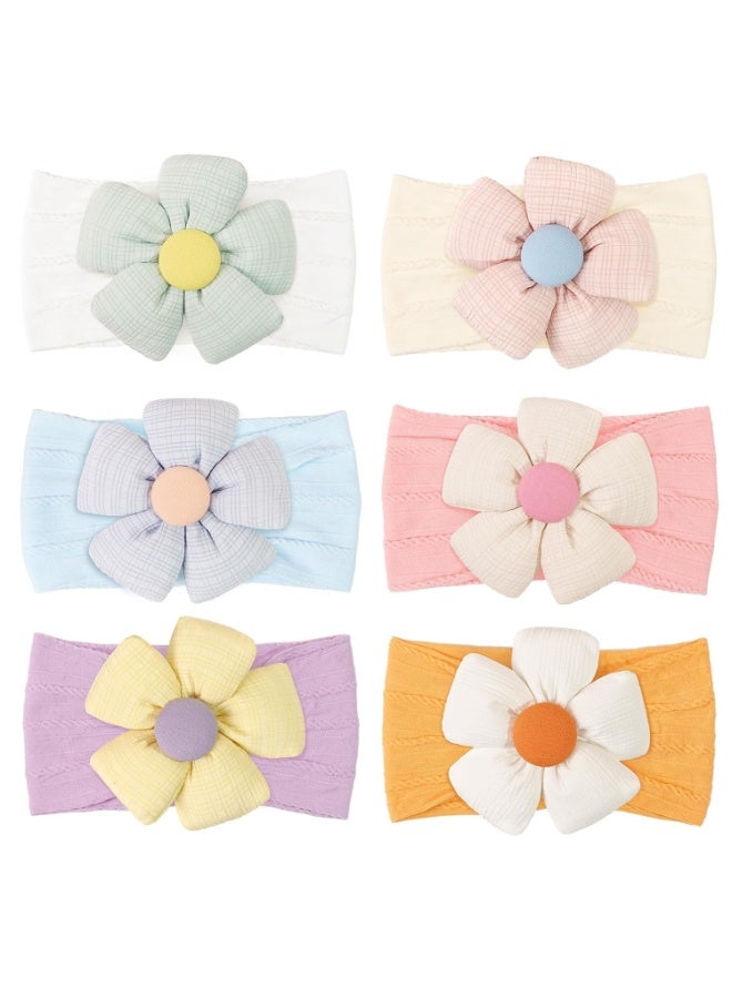 SYOSI Baby Flower Headbands, Nylon Flower Bows Headwear for Newborn Girls, Infant Hair Accessories for Photo Shoots, Baptism, Birthday Party, Soft Elastic Head Wraps for Toddlers (Assorted Colors) - Image 1