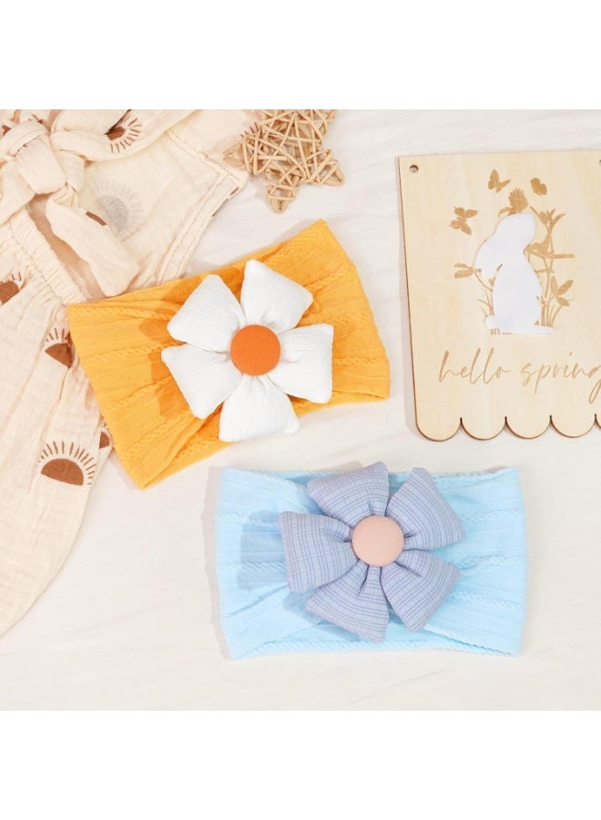 SYOSI Baby Flower Headbands, Nylon Flower Bows Headwear for Newborn Girls, Infant Hair Accessories for Photo Shoots, Baptism, Birthday Party, Soft Elastic Head Wraps for Toddlers (Assorted Colors) - Image 5