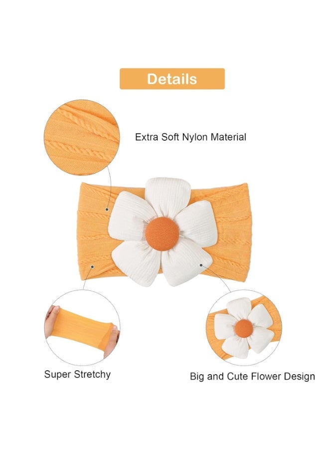 SYOSI Baby Flower Headbands, Nylon Flower Bows Headwear for Newborn Girls, Infant Hair Accessories for Photo Shoots, Baptism, Birthday Party, Soft Elastic Head Wraps for Toddlers (Assorted Colors) - Image 2