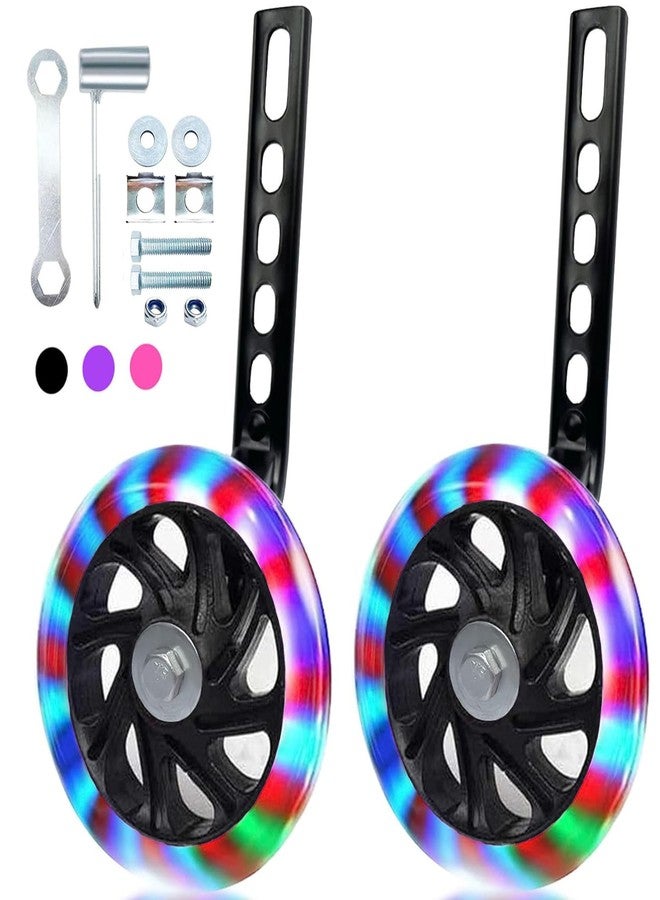 YTKD Training Wheels for Bicycle Compatible for Bikes of 12 14 16 18 20 Inch Flash Mute Wheel(black) - Image 1