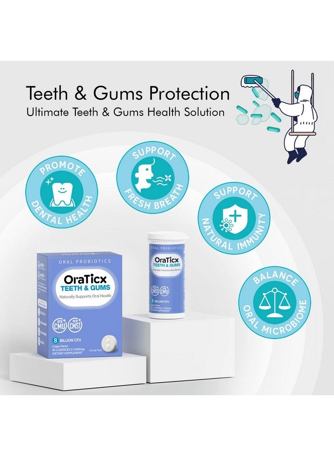 OraTicx Teeth & Gums Dental Probiotic, 8 Billion CFU - Naturally Supports Oral Health, Fresh Breath, and Immunity, Oral Probiotic Supplement, Grape Flavor 30 Lozenges 2-Pack - Image 2