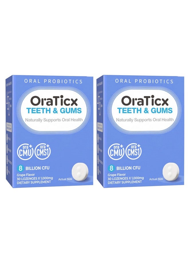 OraTicx Teeth & Gums Dental Probiotic, 8 Billion CFU - Naturally Supports Oral Health, Fresh Breath, and Immunity, Oral Probiotic Supplement, Grape Flavor 30 Lozenges 2-Pack - Image 1