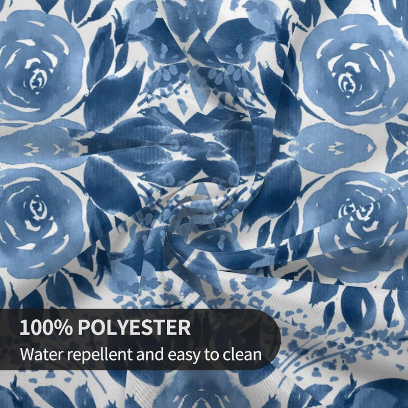 Arroganttiom Round Tablecloth 70 inch, Floral Round Table Cloth, Stain Resistance, Water Repellent and Wrinkle-Free, Blue Flower Tablecloth for Home Kitchen Dining Party Indoor and Outdoor Use - Image 3