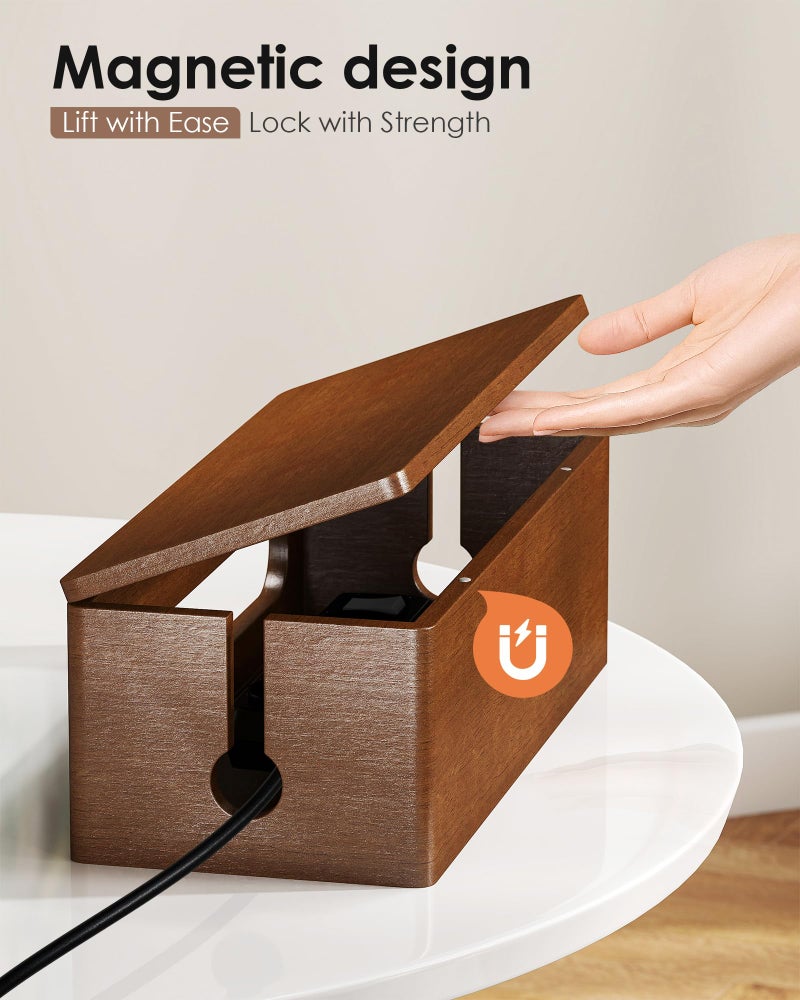 YECAYE Wooden Cable Management Box, Power Strip Cord Organizer Box, Cord Hider for Office, Living Room, Bedroom,Magnetic Lid Design, Cable Organizer for Desk, Wire Management - Image 3