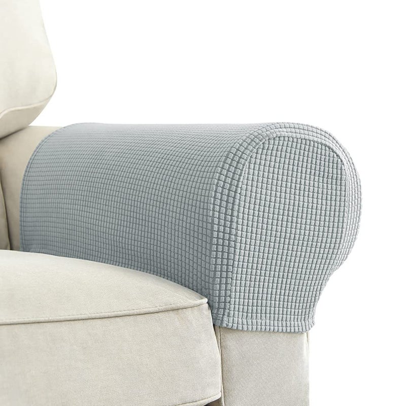Chaexii Premium Polyester Sofa Arm Cover Scratch Resistant Protector Covers Washable Elastic Armrest Covers for SquareCurvedSloping Couch Armrests 2Pcs Light Grey
