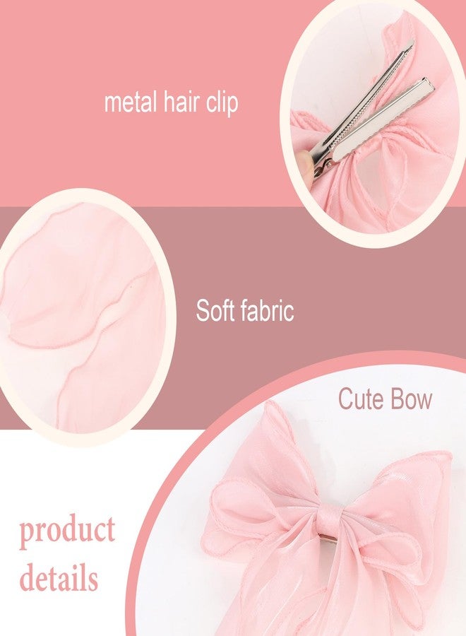 Ondder Bright Silk Bows for Girls Cute Hair Clips for Girls Pink and Blue Bows for Hair Hair Accessories for Women - Image 3