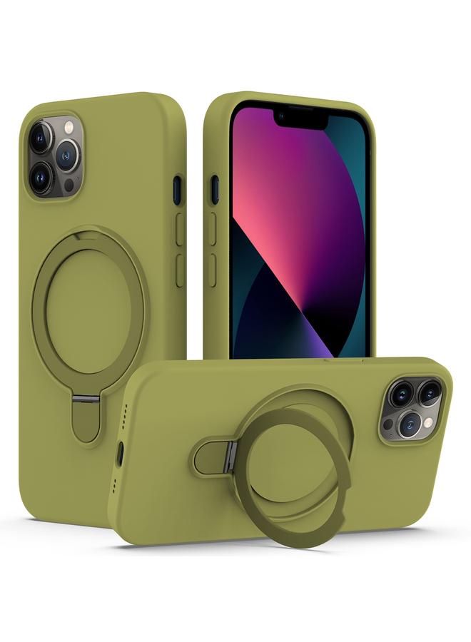 S-TOP Case For iPhone 12 Pro Liquid Silicone MagSafe Magnetic Phone Case with Ring Holder - Image 1