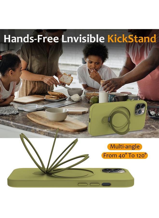 S-TOP Case For iPhone 12 Pro Liquid Silicone MagSafe Magnetic Phone Case with Ring Holder - Image 5