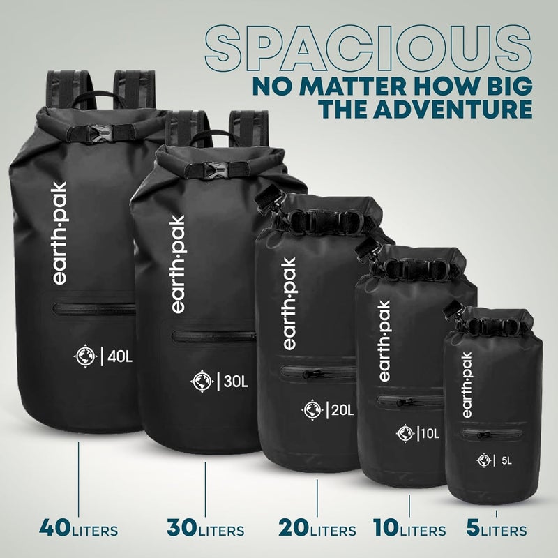 Earth Pak Waterproof Dry Bag with Zippered Pocket - Waterproof Dry Bag Backpack Keeps Gear Dry - Image 2