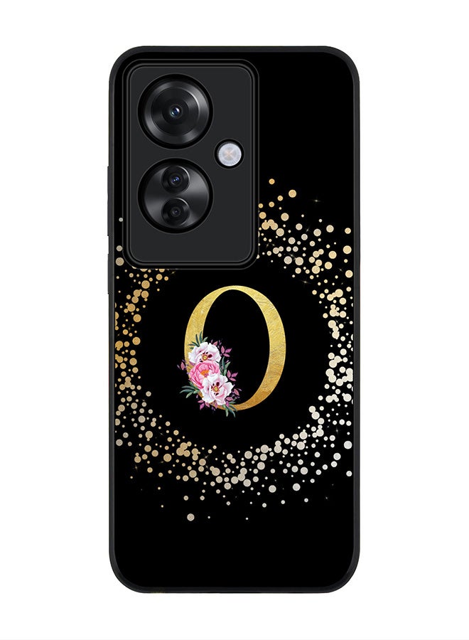 Stylizedd Rugged Black edge case for Oppo Reno11 F / Oppo F25 Pro 5G, Slim fit Soft Cover - Custom Monogram Initial Letter Floral Pattern Alphabet - O ( Black) - Image 1