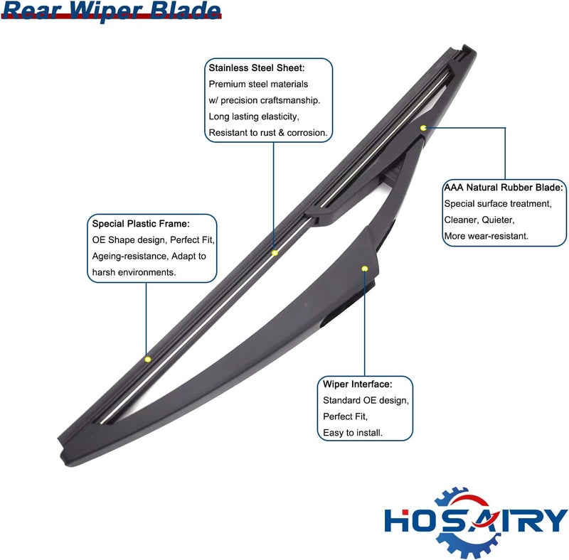 HOSAIRY مجموعة شفرات ذراع المساحات الخلفية HOSAIRY لسيارة ميني كوبر R56 (2007-2015) و Countryman R60 (2011-2016) - Image 4
