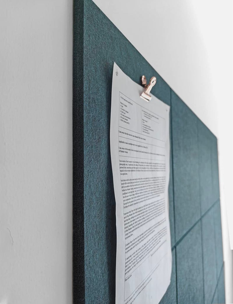 DECORITA Cork Board 48 x 36 Alternative – 11.8x11.8x0.35 Inches 12 Pack Felt Wall Tiles with Safe Removable Adhesive, Large Cork Board for Office Walls Pin Board Cork Tiles for Classroom - Dark Green - Image 4