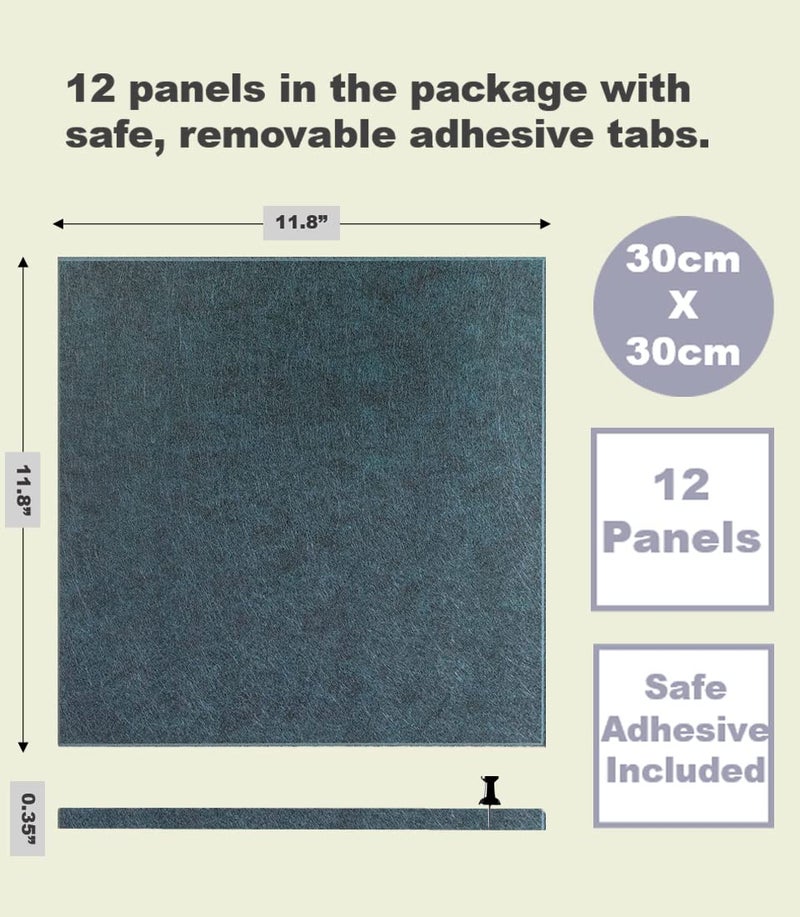 DECORITA Cork Board 48 x 36 Alternative – 11.8x11.8x0.35 Inches 12 Pack Felt Wall Tiles with Safe Removable Adhesive, Large Cork Board for Office Walls Pin Board Cork Tiles for Classroom - Dark Green - Image 3