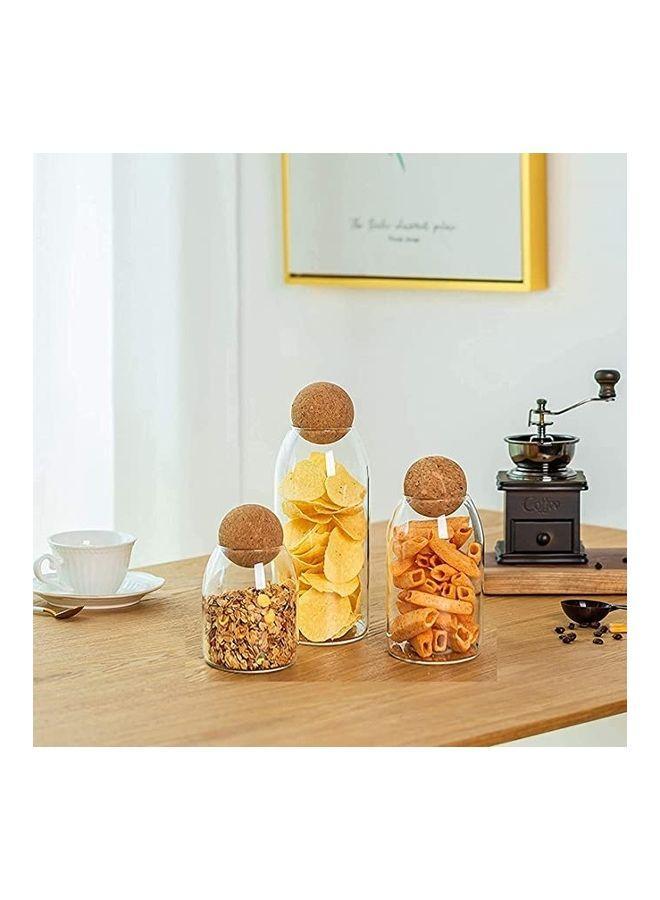 BGM Neoflam Glass Food Storage Jars With Wood Lid Ball, Bamboo Containers Good Sealing & For Kitchen Counter, Pantry, Tea, Sugar, Flour, Cork Transparent Borosilicate Sealed Can. Multicolour - Image 3