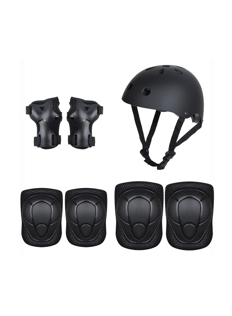 Toddler Helmet 2-4 Years Old Children's Bicycle Helmet Suitable for 2-8 Years Old Girls and Boys Multifunctional Protective Gear Set Children's Roller Skating Protective Gear 7-piece Set (Black) - Image 1
