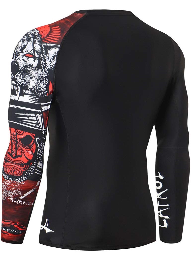 LAFROI LAFROI Men's Long Sleeve UPF 50+ Baselayer Skins Performance Fit Compression Rash Guard-CLYYB Asym Warrior Size MD  - Image 4