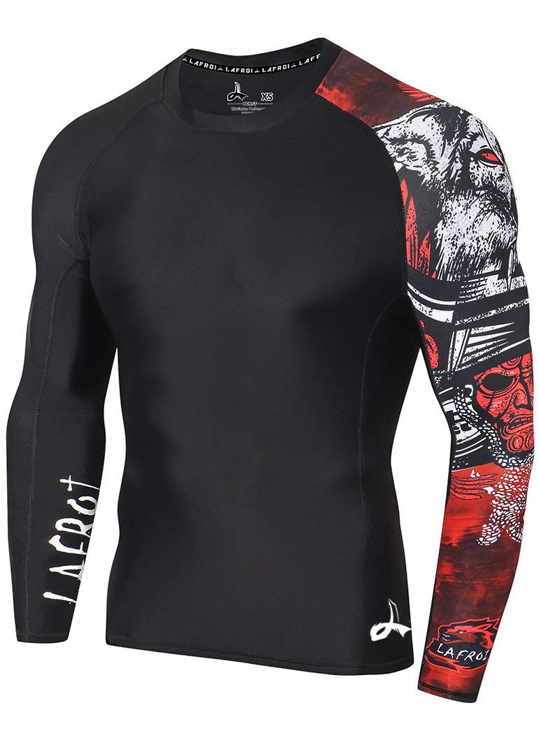 LAFROI LAFROI Men's Long Sleeve UPF 50+ Baselayer Skins Performance Fit Compression Rash Guard-CLYYB Asym Warrior Size MD  - Image 1