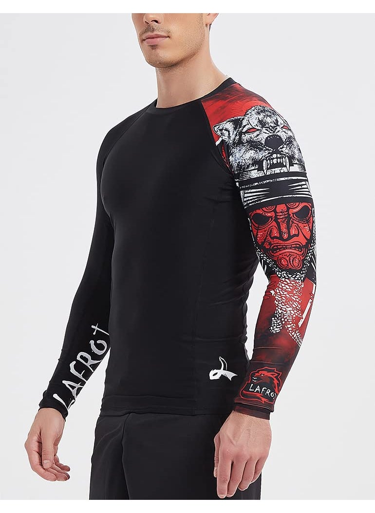 LAFROI LAFROI Men's Long Sleeve UPF 50+ Baselayer Skins Performance Fit Compression Rash Guard-CLYYB Asym Warrior Size MD  - Image 5