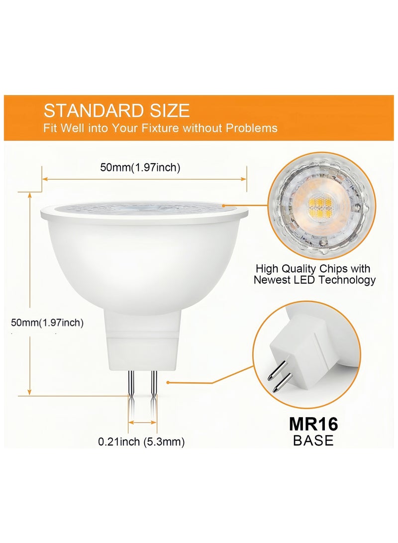 Angola Panda 10 Pack MR16 LED Bulb,GU5.3 Bi-Pin Base MR16 LED Bulbs, 7W (70W Equivalent) 3000K Warm for Spot Lights, Recessed, Tracking Lights, 240V - Image 4