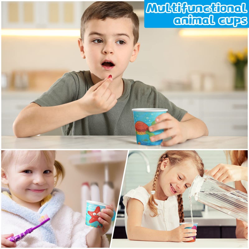 Skyley 600 Pack 3 oz Small Paper Cups Disposable Bathroom Cups Kids Mouthwash Mini Cold Beverage Drinking mugs for Party Home and Office Water Coolers(Sea Style) - Image 3