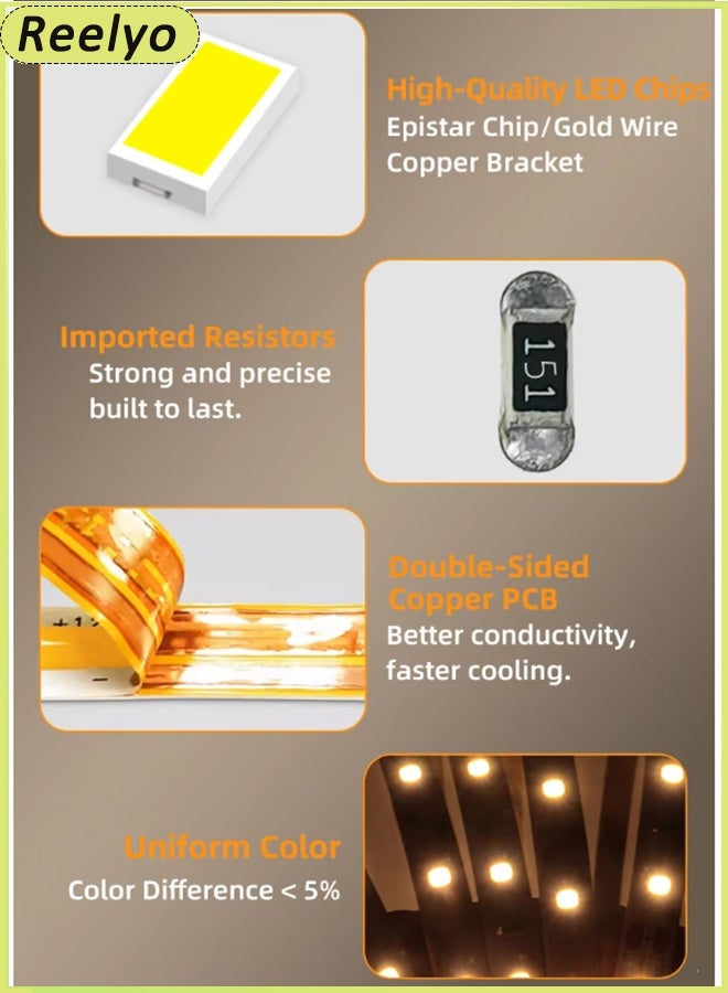 Reelyo 5M/10M Smart COB LED Strip Lights Intelligent RGB Controllable Color Light Led TV Backlight 5V Supports Bluetooth from mobile phone or remote control LED Strip Lights, Waterproof LED Strip Kit, Super Bright LED Tape Lights USB Powered Flexible Under Cabinet Light for Bedroom,Kitchen,Home Vanity Mirror Lighting Decor Bedroom Cabinet Boat Decor And Party Dance Floor Bar Disco Atmosphere (UK Plug) - Image 3