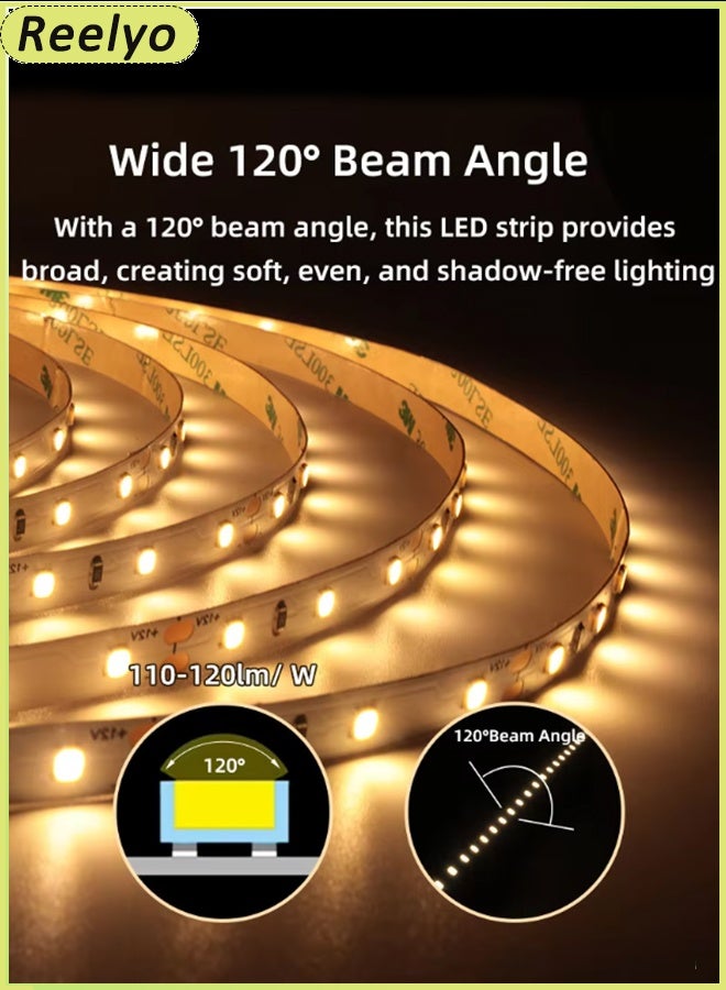 Reelyo 5M/10M Smart COB LED Strip Lights Intelligent RGB Controllable Color Light Led TV Backlight 5V Supports Bluetooth from mobile phone or remote control LED Strip Lights, Waterproof LED Strip Kit, Super Bright LED Tape Lights USB Powered Flexible Under Cabinet Light for Bedroom,Kitchen,Home Vanity Mirror Lighting Decor Bedroom Cabinet Boat Decor And Party Dance Floor Bar Disco Atmosphere (UK Plug) - Image 5