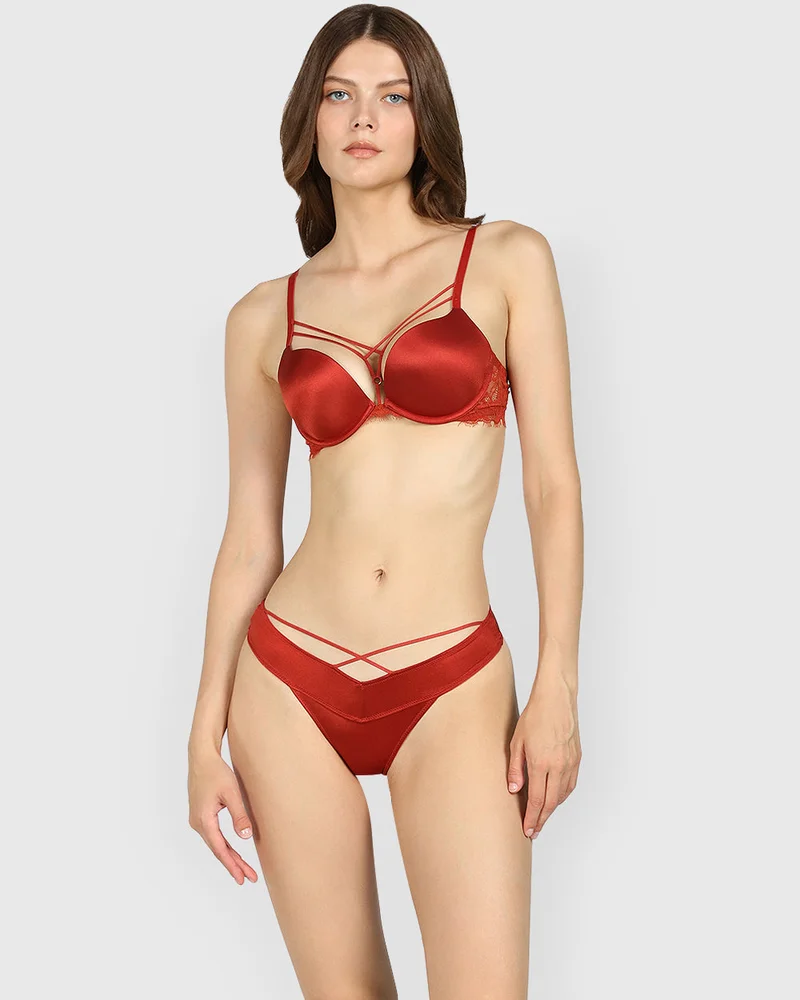 Isla & Evie Isla & Evie ORANGE SATIN THONG