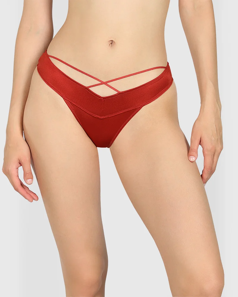 Isla & Evie Isla & Evie ORANGE SATIN THONG
