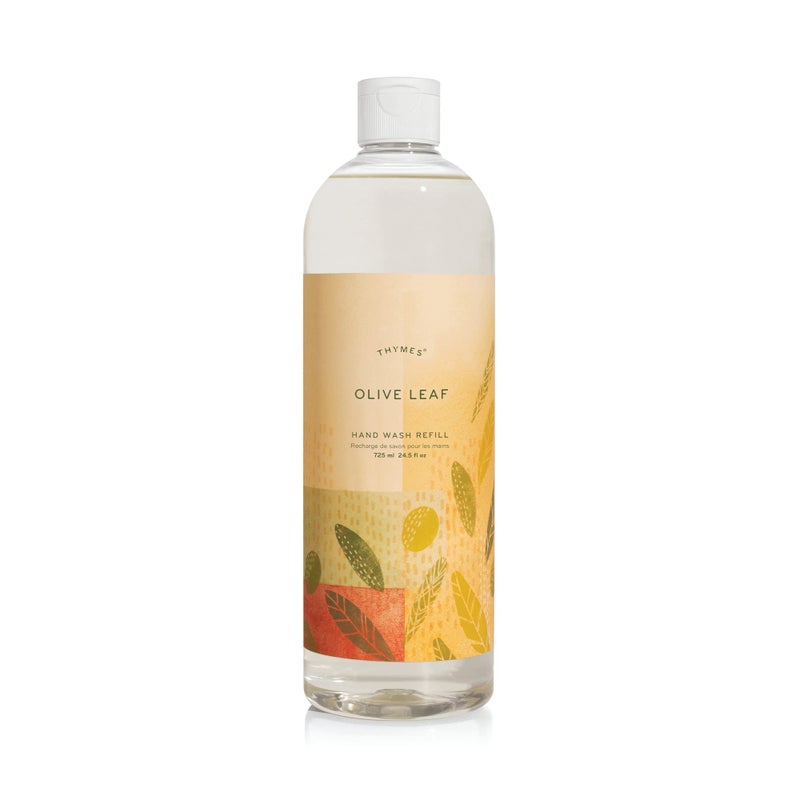 Thymes Olive Leaf Hand Wash Refill - Scented Liquid Hand Soap - Nourishing and Lightly Scented, Ideal for Daily Cleansing - Woody & Floral Olive Leaf Scent - Liquid Hand Soap - 24.5 Fl Oz - Image 1