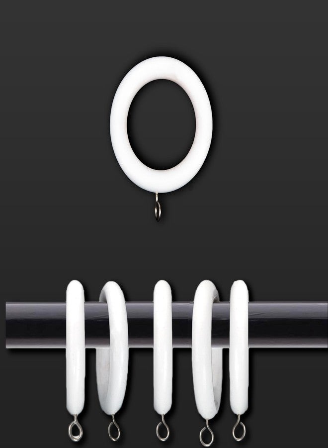 BuleVina Set of 6 White Wooden Curtain Rod Rings Drapery 2.5 Inch with Eyelet for 1.5 inch Rod Pole, 1.75 INCH Inner Dia for Window and Door Shower Decoration - Image 1