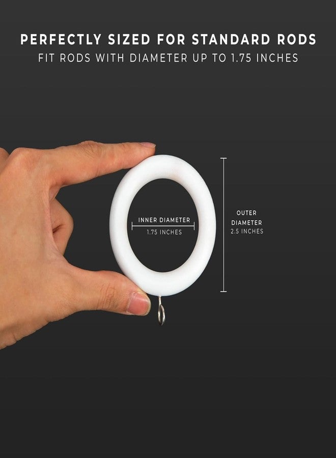 BuleVina Set of 6 White Wooden Curtain Rod Rings Drapery 2.5 Inch with Eyelet for 1.5 inch Rod Pole, 1.75 INCH Inner Dia for Window and Door Shower Decoration - Image 3
