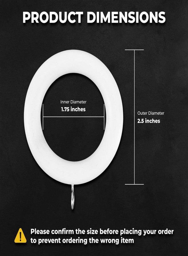 BuleVina Set of 6 White Wooden Curtain Rod Rings Drapery 2.5 Inch with Eyelet for 1.5 inch Rod Pole, 1.75 INCH Inner Dia for Window and Door Shower Decoration - Image 2
