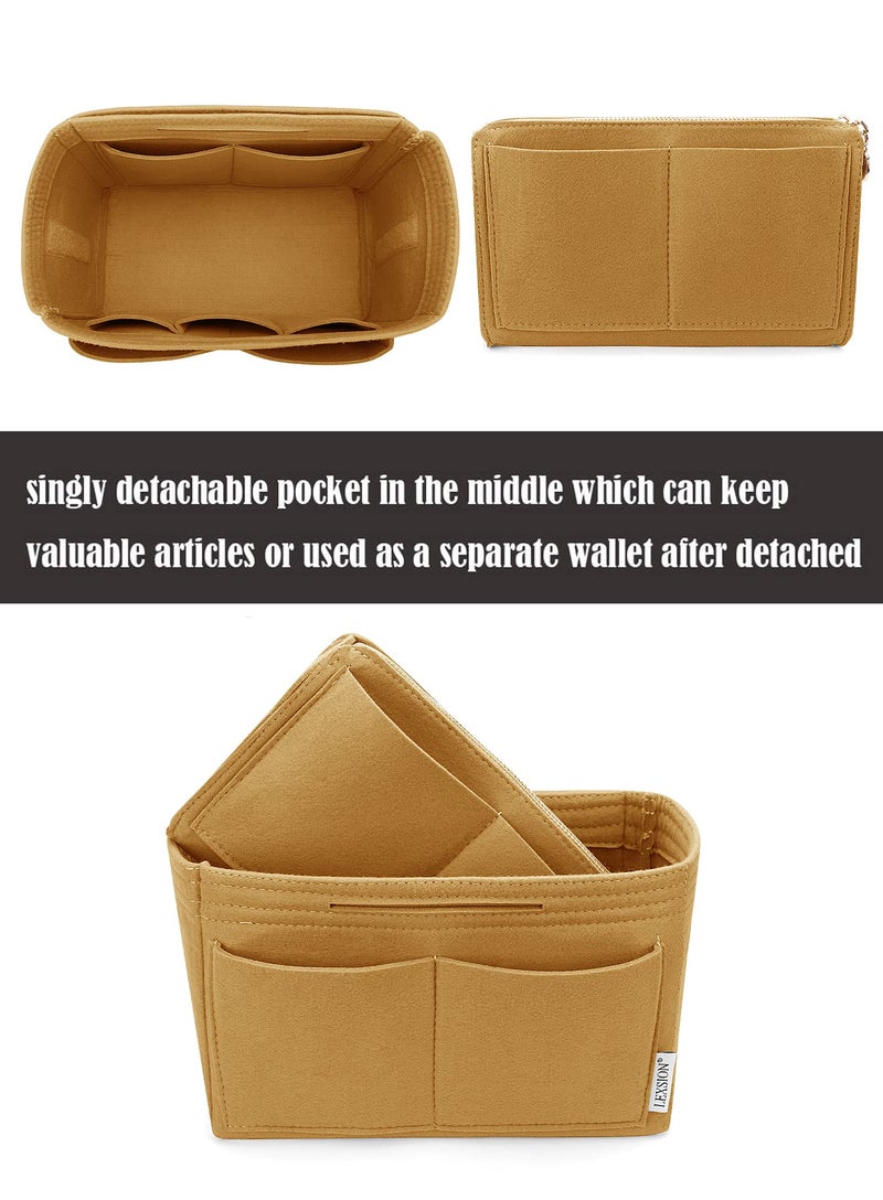 LEXSION Felt Purse Bag Organizer Insert with zipper Bag Tote Shaper Fit Speedy Neverful PM MM 8021 Ligth brown L - Image 2