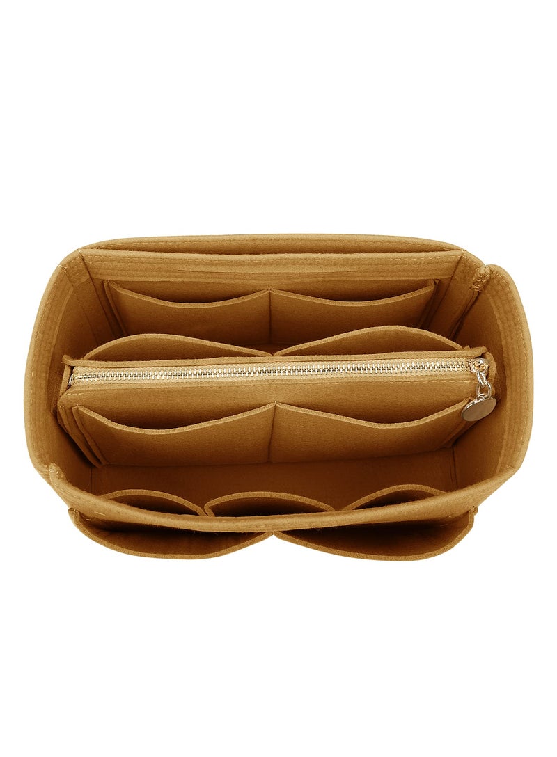 LEXSION Felt Purse Bag Organizer Insert with zipper Bag Tote Shaper Fit Speedy Neverful PM MM 8021 Ligth brown L - Image 1
