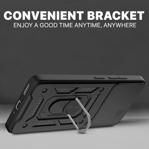 Pikkme Back Cover for iQOO Neo 10R 5G / iQOO Z9 Turbo 5G / Vivo Y200 GT 5G | Sliding Camera Shield with Ring Stand | D10 Full Camera Protection Bumper Case (Black) - Image 3